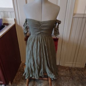 Olive green shirred sundress